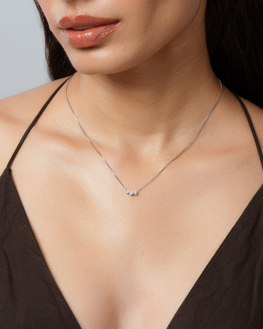 3 Stone Diamond Necklace hover image